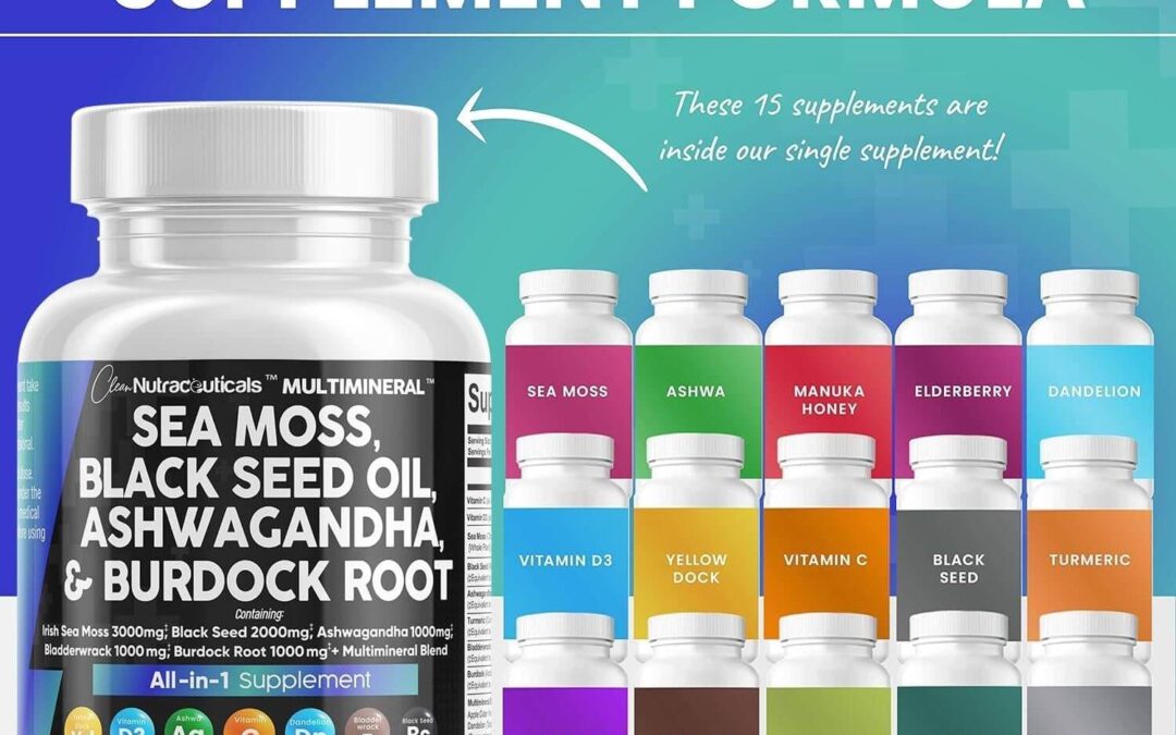 Clean Nutraceuticals Multimineral Supplement – Sea Moss, Black Seed Oil, Ashwagandha, & Burdock